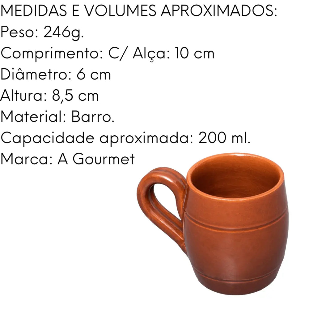 Caneca Aperitivo N° 0 de Barro 200ml Motta
