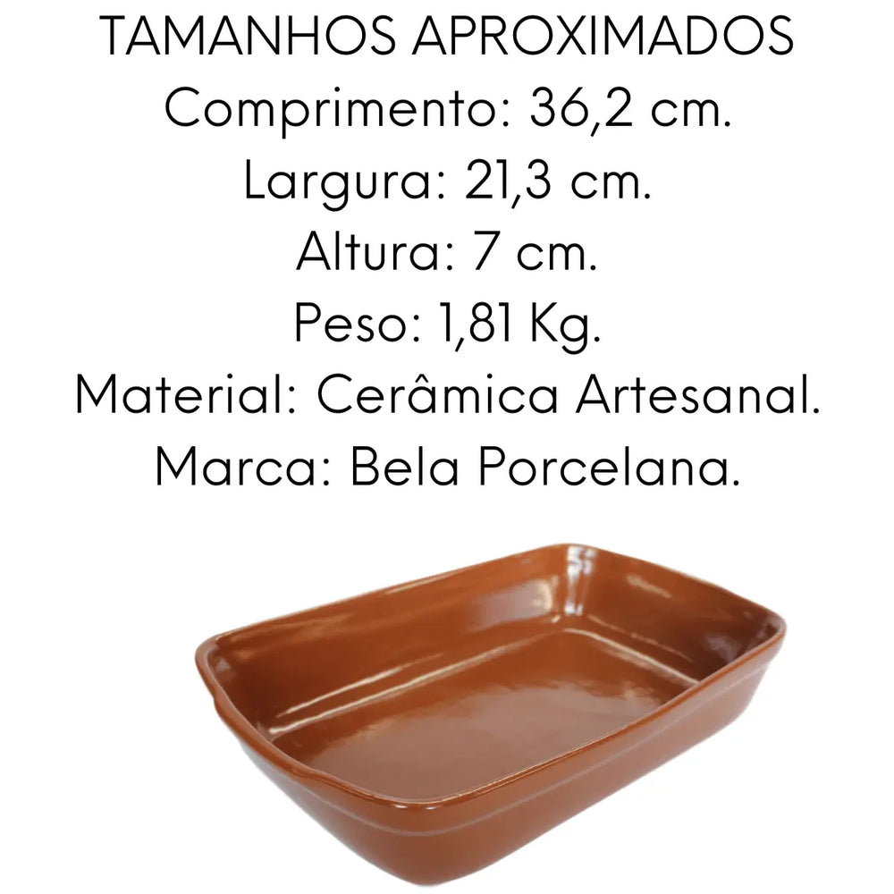 Travessa Cerâmica Grande Profissional 36,2 cm Bela Porcelana