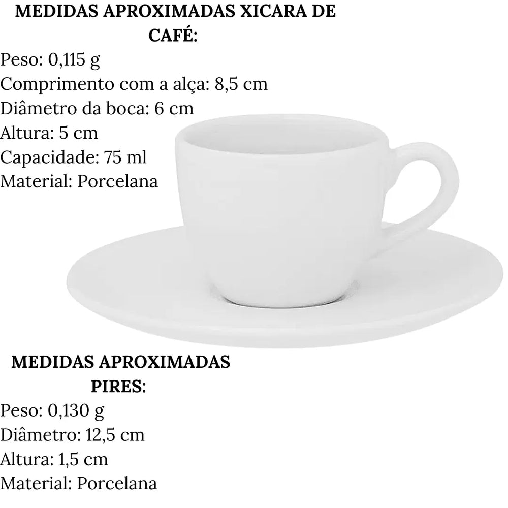 Xicara Café 75ml C/ Pires Coup Oxford Branco Cozinha Oxford