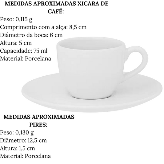 Xicara Café 75ml C/ Pires Coup Oxford Branco Cozinha