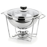 Rechaud Redondo Inox P/ Caldos Meu Buffet Tampa Vidro 3pçs Rechaud