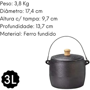 Panela Caldeirão C/ Tampa Ferro 3 Litros Santana