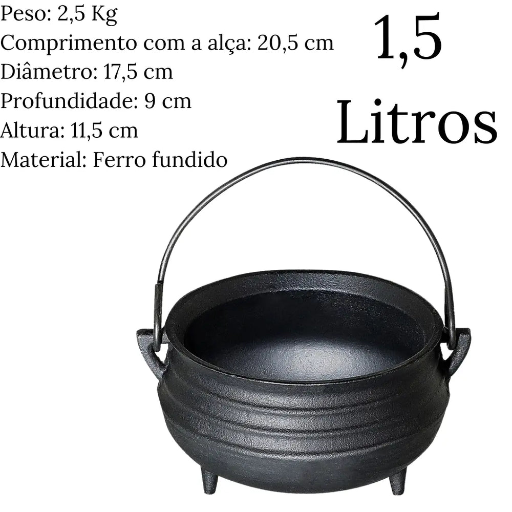 Panela Tripé N°4 S/ Tampa Em Ferro Fundido Santana 1,5L Santana