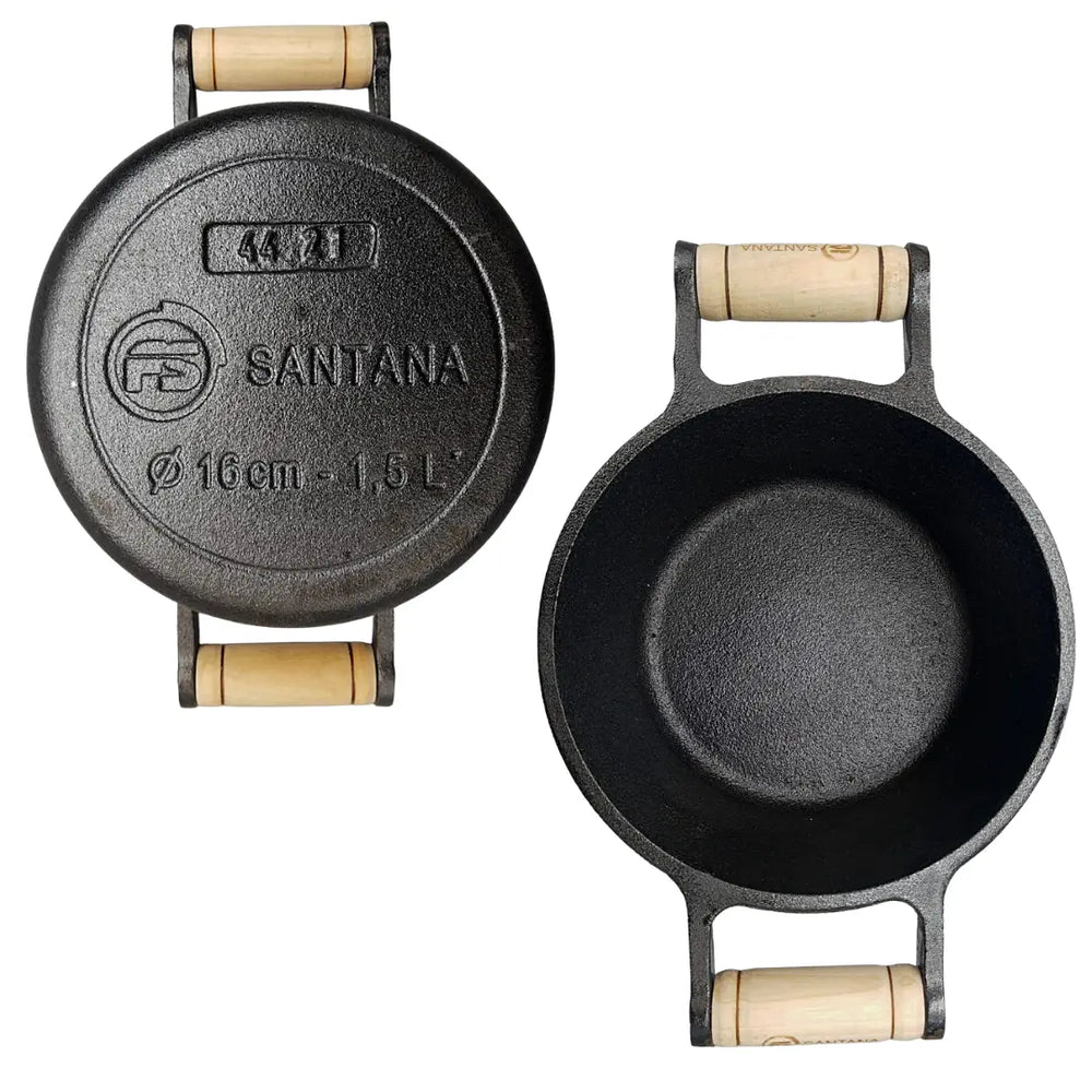 Caçarola N°16 Em Ferro Fundido 1,5l C/ Alça Em Madeira Santana