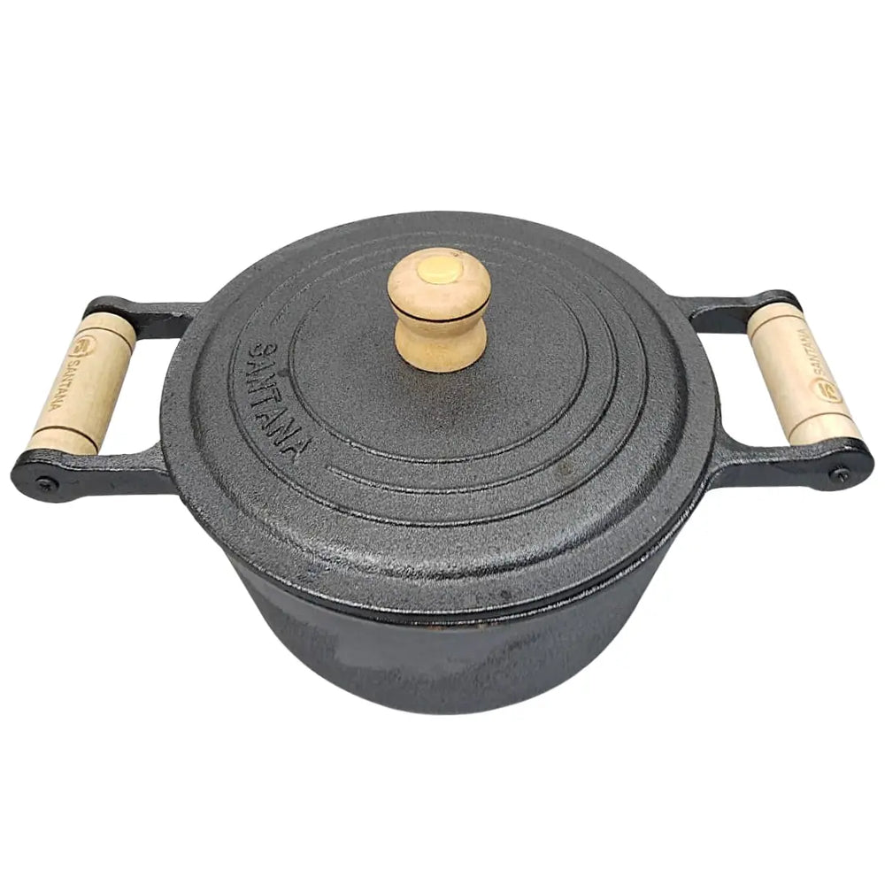 Caçarola N°18 Em Ferro Fundido 2l C/ Alça Em Madeira Santana