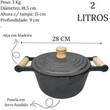 Caçarola N°18 Em Ferro Fundido 2l C/ Alça Em Madeira Santana
