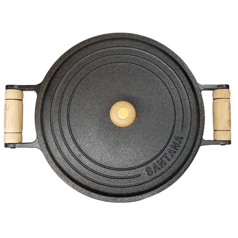 Caçarola N°24 Em Ferro Fundido 4,1l C/ Tampa Alça Em Madeira Santana
