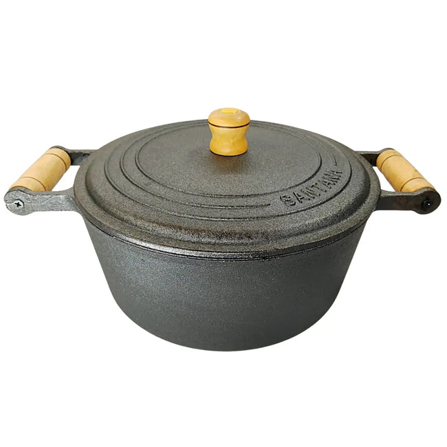Caçarola N°30 Ferro Fundido 7,5l C/ Tampa E Alça Em Madeira Santana Hover Image