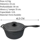 Caçarola 22cm C/ Alça Ferro Fundido 3,3l C/ Tampa Santana