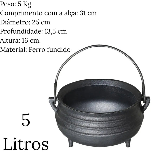 Panela Tripé N°7 S/ Tampa Em Ferro Fundido Santana 5L Main Image