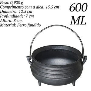 Panela Tripé N°2 S/ Tampa Em Ferro Fundido Santana 600ml Santana
