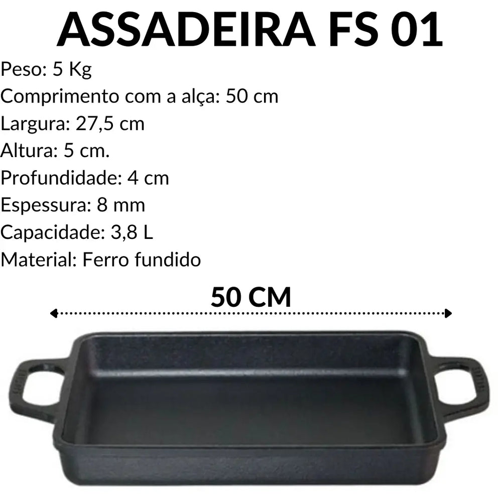 Travessa Ferro Fundido Assadeira 3,8L Santana