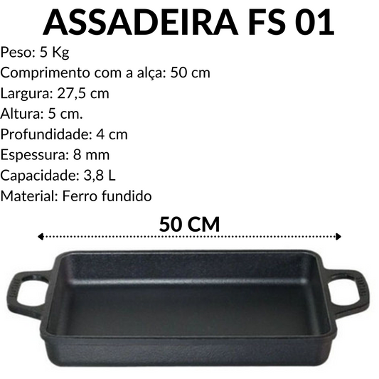 Travessa Ferro Fundido Assadeira 3,8L