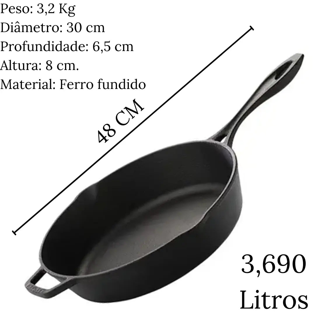 Frigideira Líder N°28 S/ Tampa Em Ferro Fundido Santana