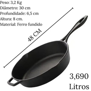 Frigideira Líder N°28 S/ Tampa Em Ferro Fundido Santana