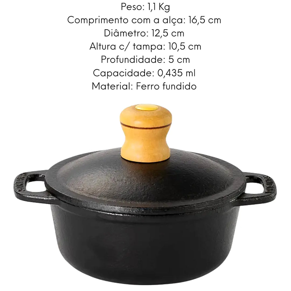 Cumbuca Ferro Fundido Santana C/ Tampa Panelinha 435ml Santana