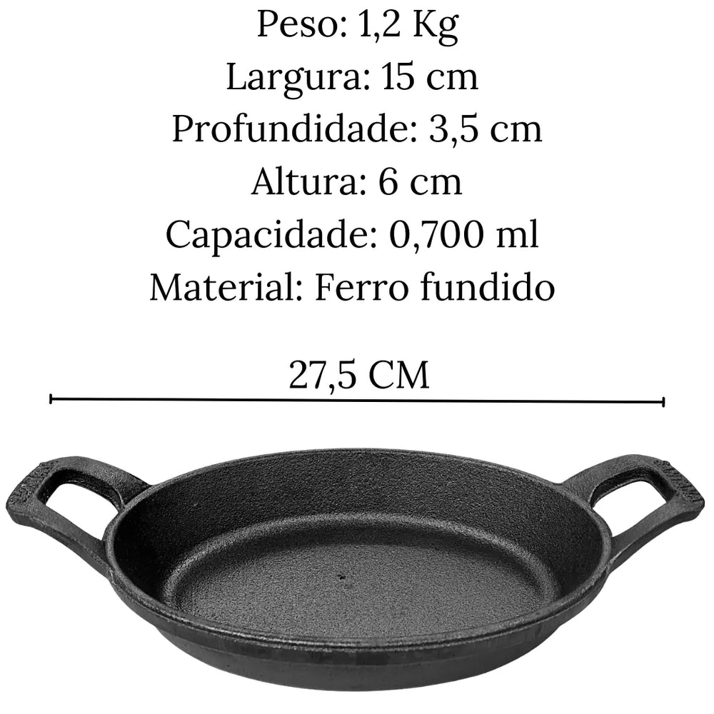 Assadeira Em Ferro Fundido Facile N°1 700ml 2 Alças Santana