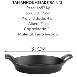 Assadeira Oval Facile Ferro Fundido C/ Alça N°2 1L Santana