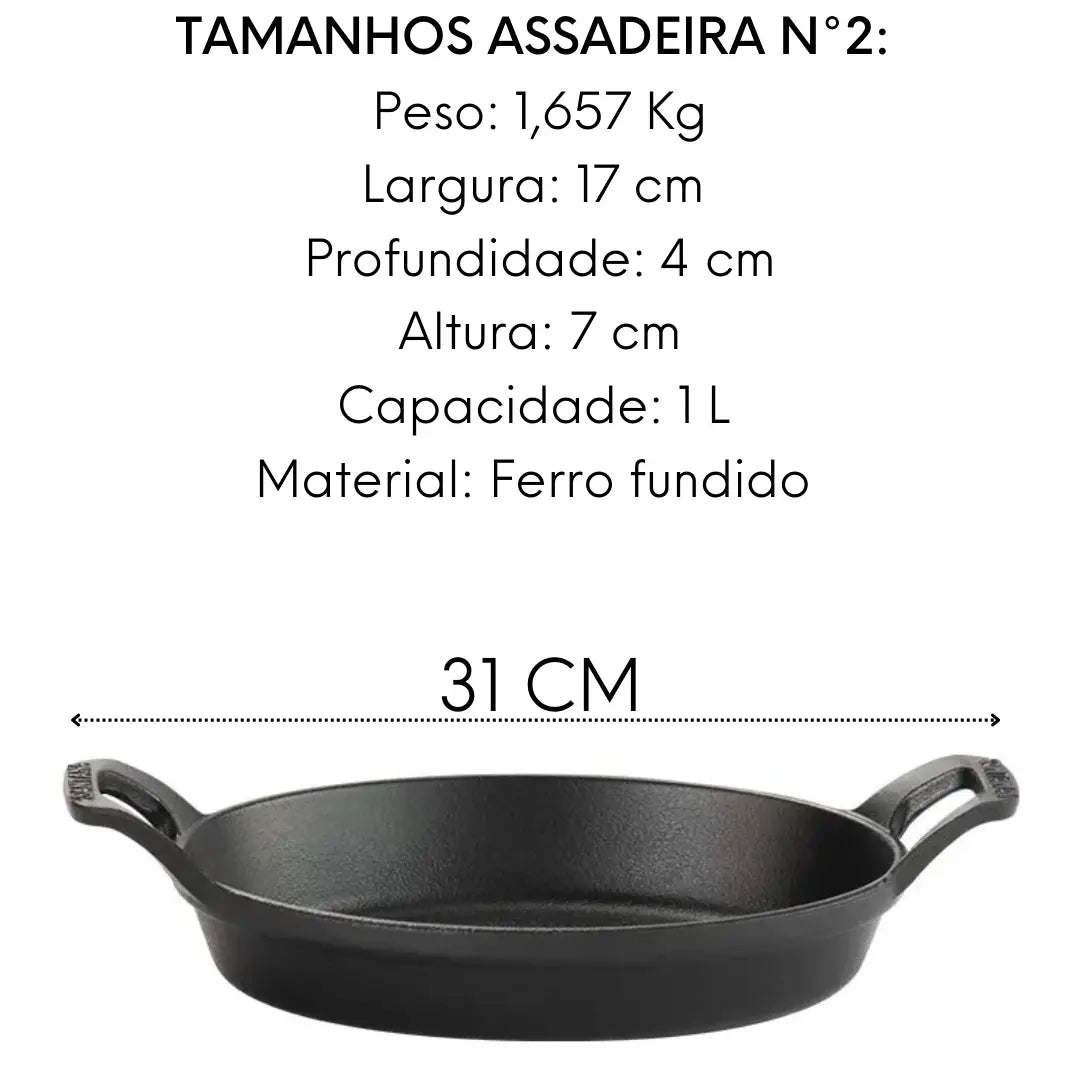 Assadeira Oval Facile Ferro Fundido C/ Alça N°2 1L Santana
