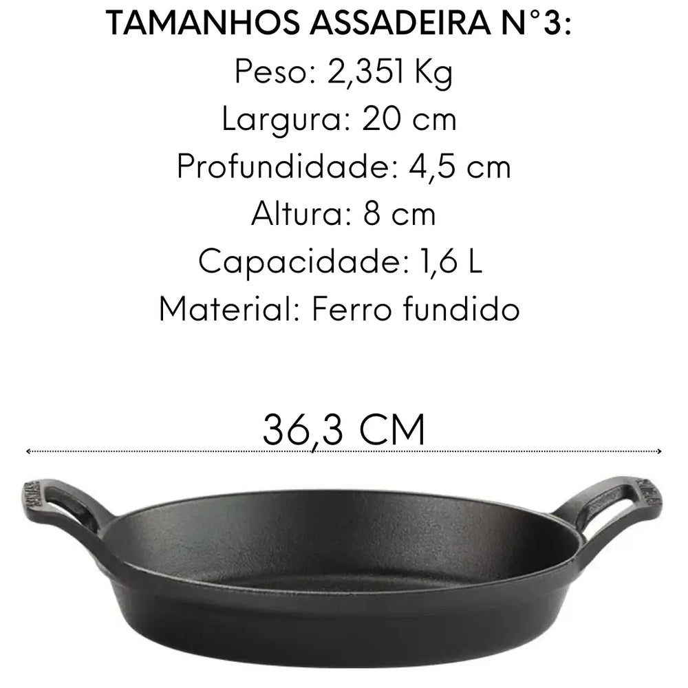 Forma Assadeira Alta C/ Alça Ferro Fundido N°3 Santana Santana