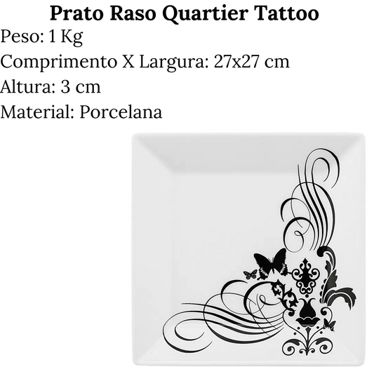 Prato Raso 27cm Quartier Tattoo Porcelana Buffet Mesa