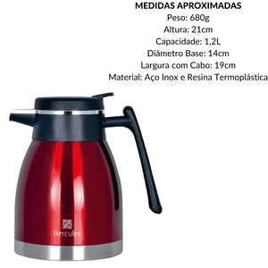 Garrafa Térmica Hercules 1,2l Vermelha Hercules