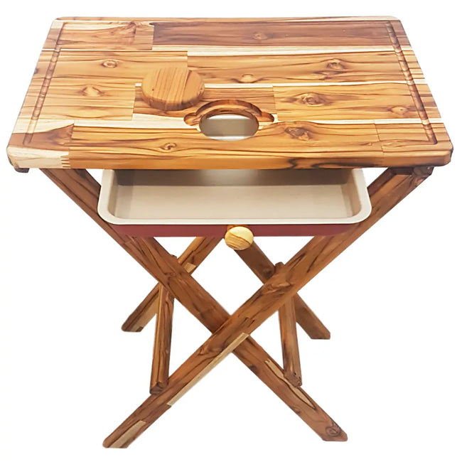 Mesa Para Churrasco em Madeira Com Bandeja A Gourmet Hover Image
