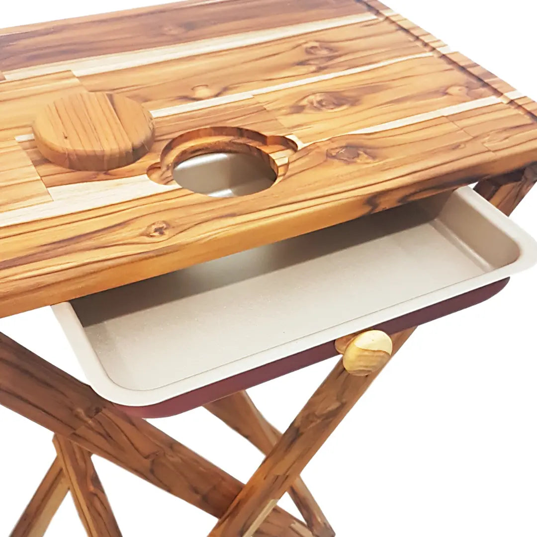 Mesa Para Churrasco em Madeira Com Bandeja A Gourmet