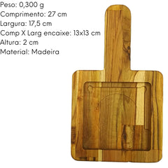 Tabua Chapa Quadrada Pequena C/ Cabo A Gourmet