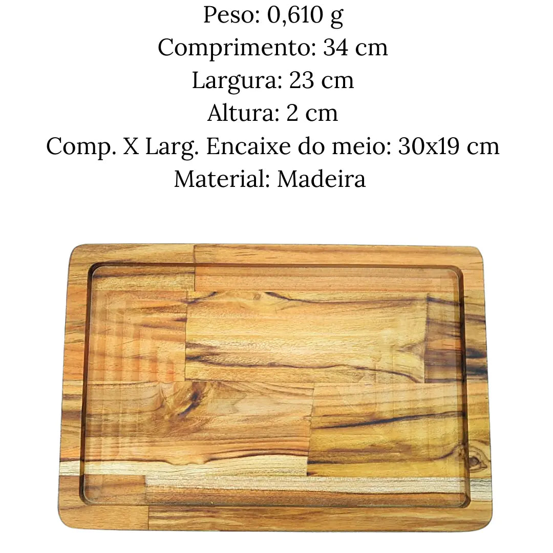 Tabua Chapa Retangular Madeira Teca A Gourmet