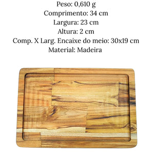 Tabua Chapa Retangular Madeira Teca A Gourmet