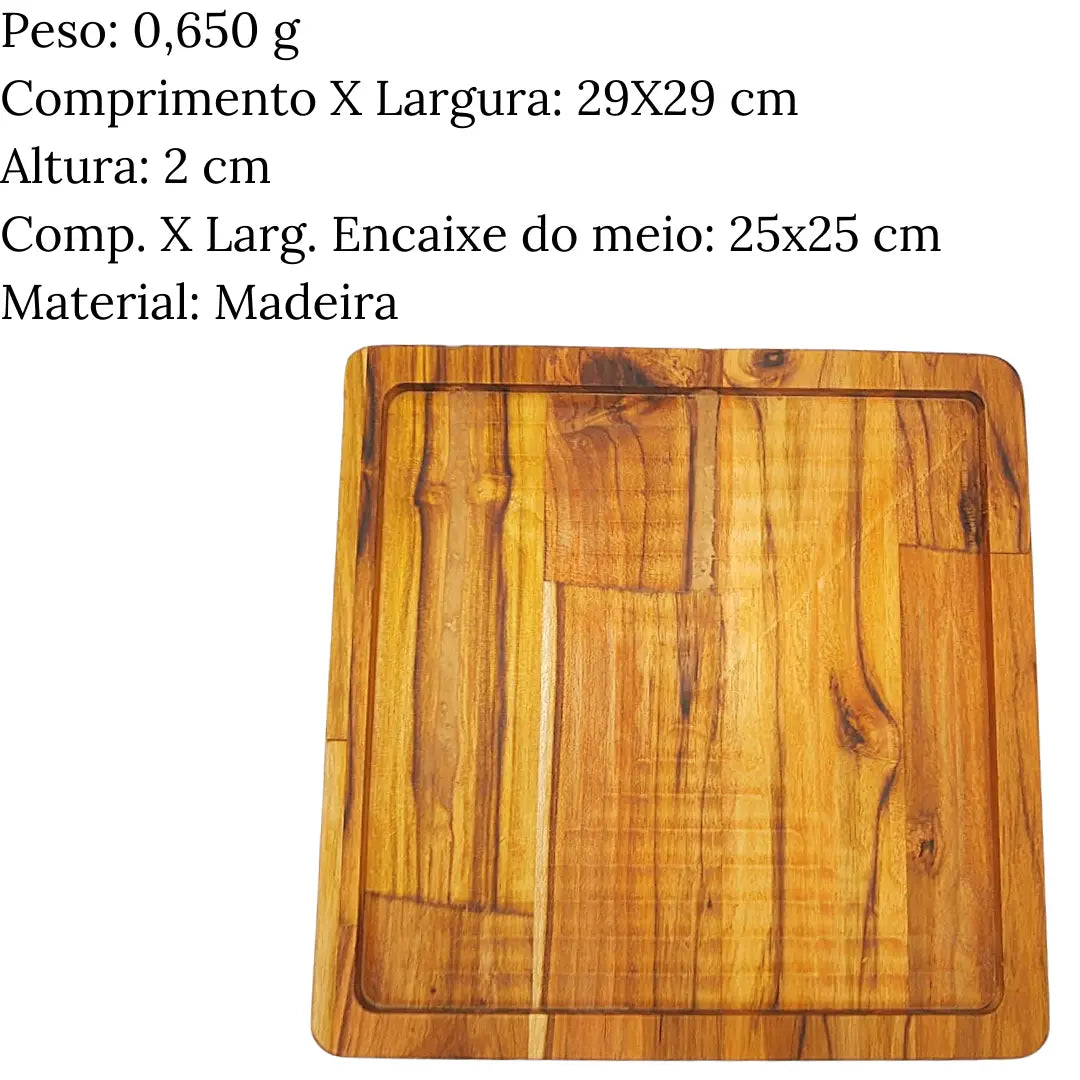 Tabua Madeira Teca Quadrada A Gourmet