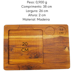 Tabua Madeira Teca Quadrada 38 cm A Gourmet