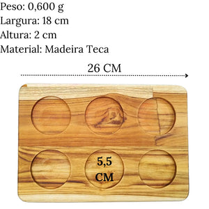 Tabua Madeira Teca Petisqueira 6 Furos A Gourmet