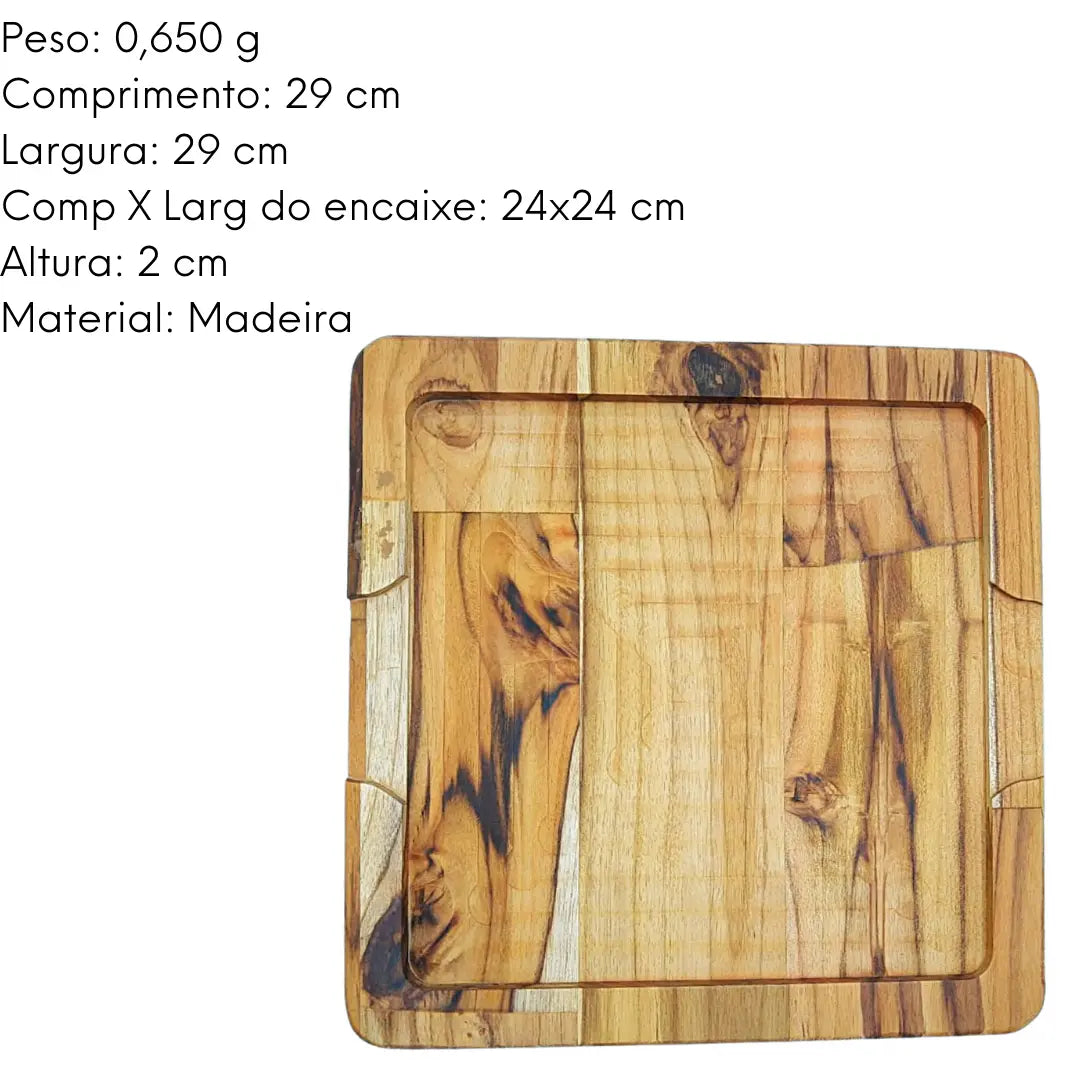 Tabua Madeira Teca Quadrada A Gourmet