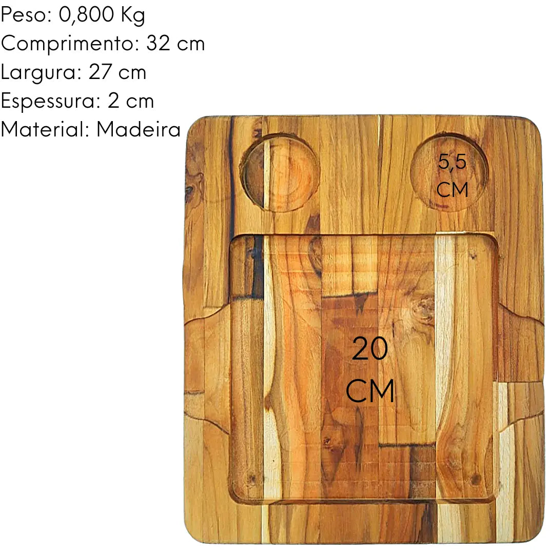 Tabua de Madeira Teca 2 Furos A Gourmet