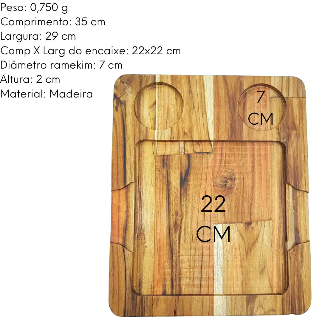 Tabua Madeira Teca Quadrada 35 cm A Gourmet