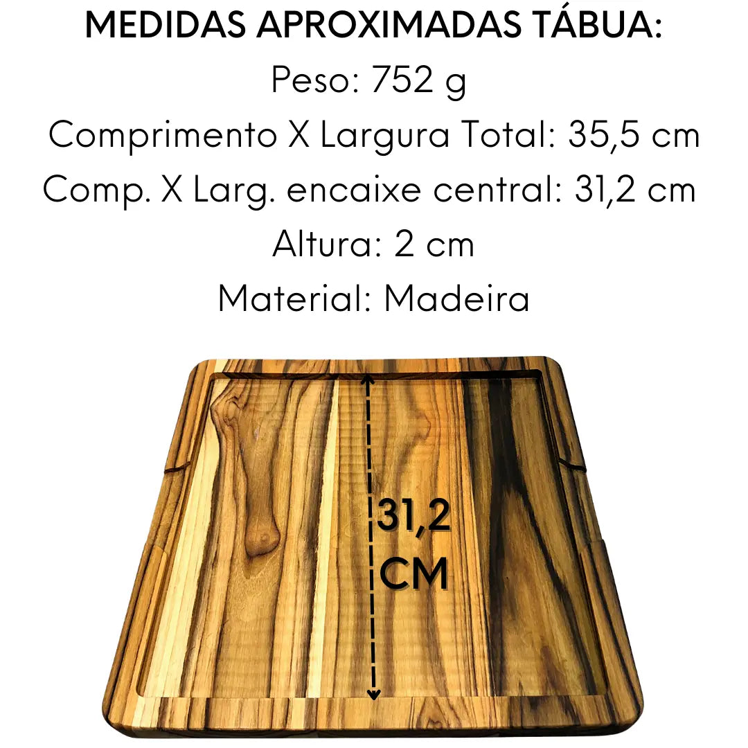 Tabua Madeira Teca Quadrada 35 cm A Gourmet