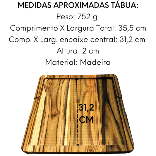 Tabua Madeira Teca Quadrada 35 cm