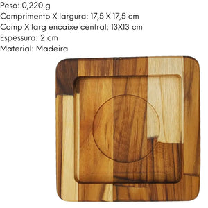 Tabua Madeira Quadrada Petisqueira A Gourmet