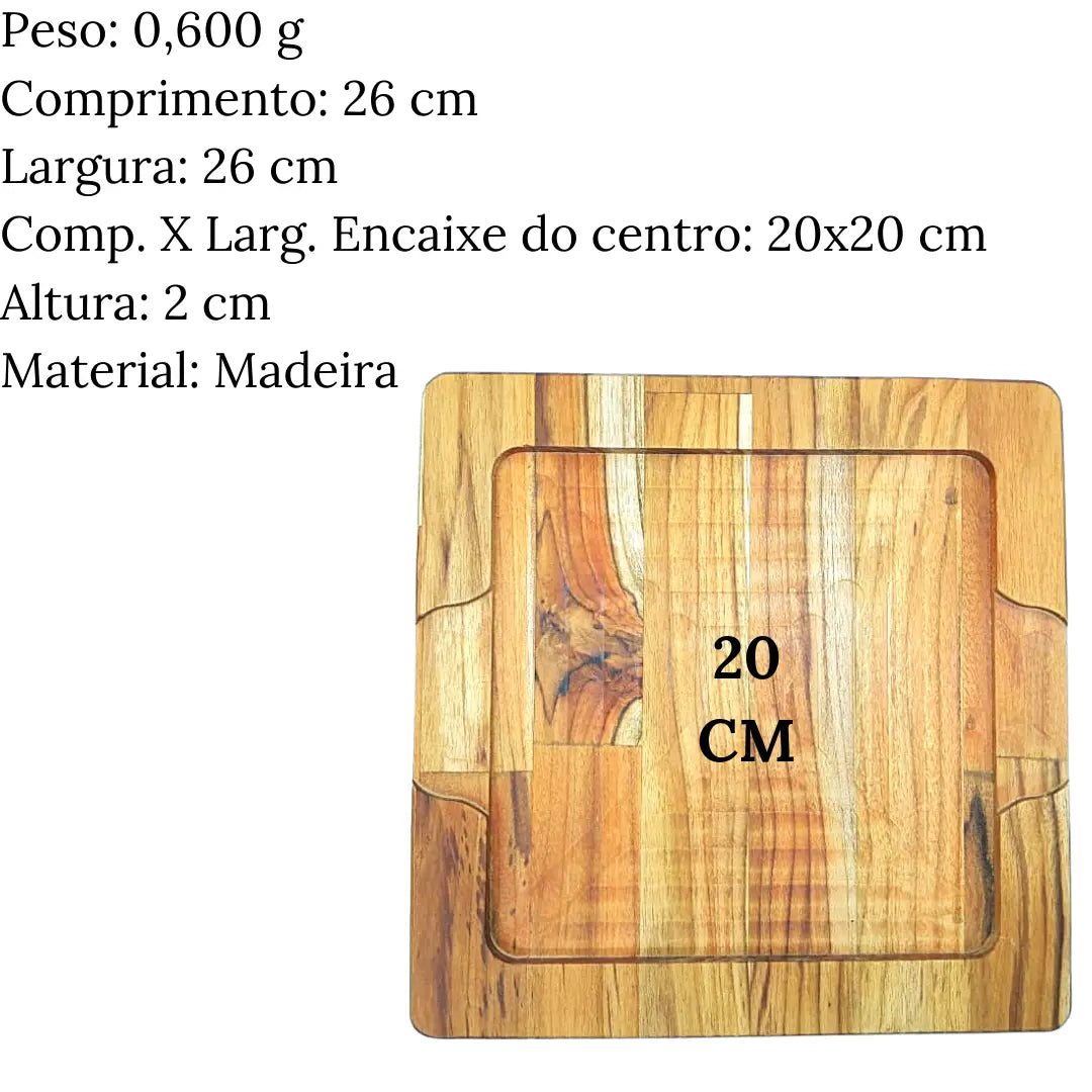 Tabua Chapa Quadrada Madeira Teca A Gourmet