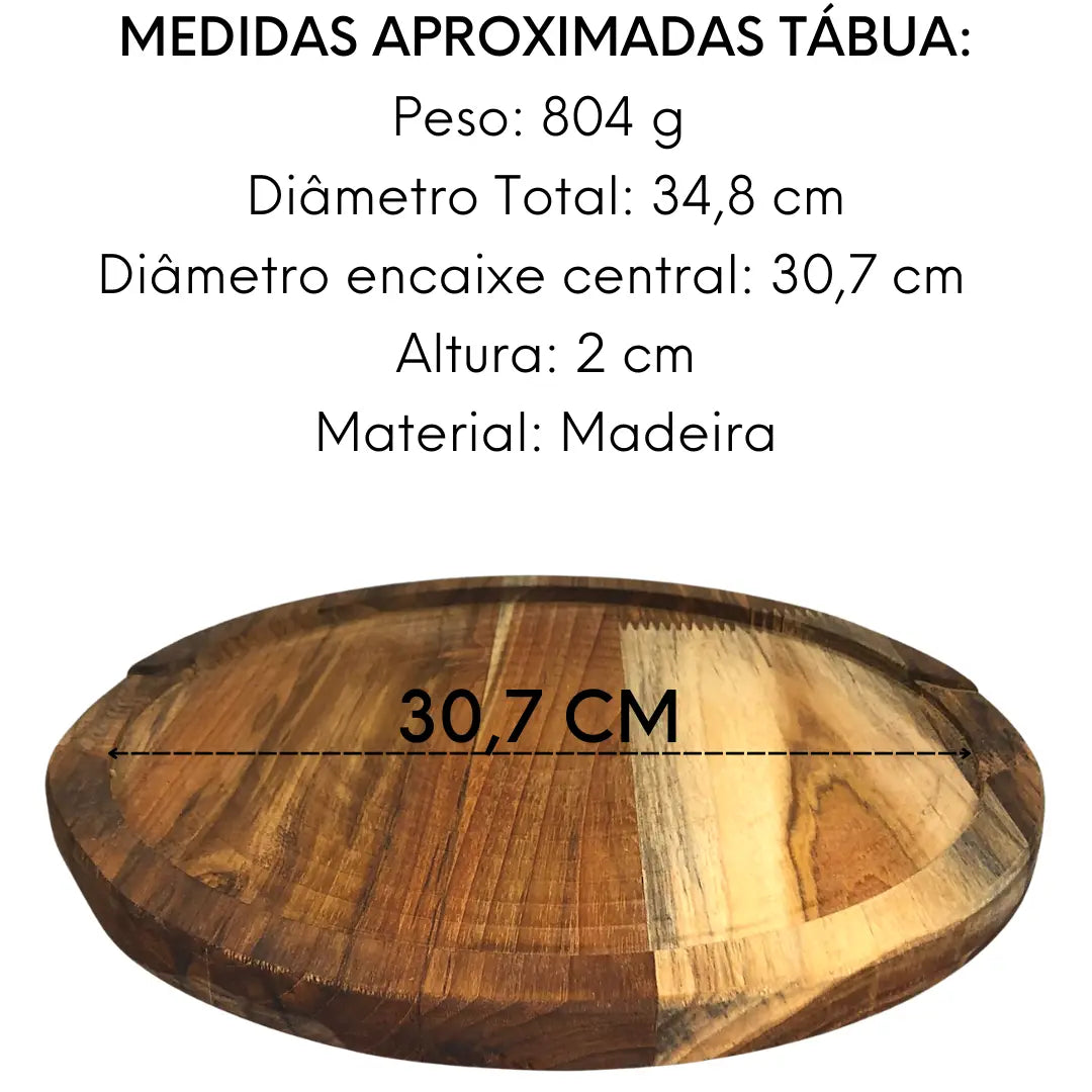 Tabua Suporte Pizza Madeira Teca 30 cm A Gourmet