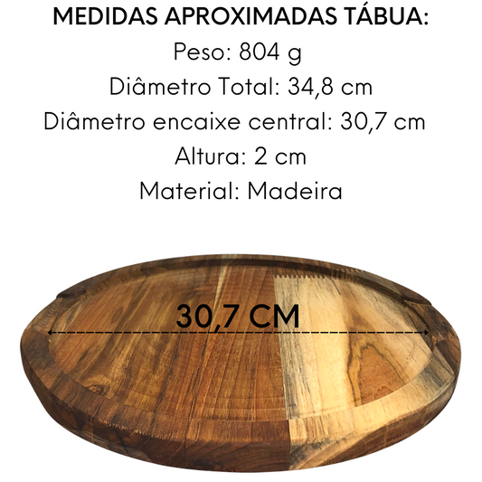 Tabua Suporte Pizza Madeira Teca 30 cm