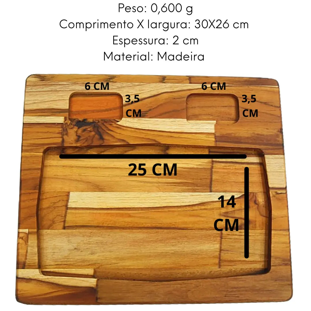 Tabua Retangular Pequena Madeira Teca A Gourmet
