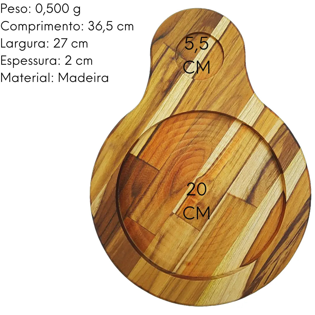 Tabua Madeira Teca Chapa Redonda 1 furo A Gourmet
