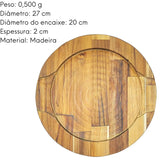 Tabua Suporte P/ Chapa 27cm Redonda Madeira Teca A Gourmet