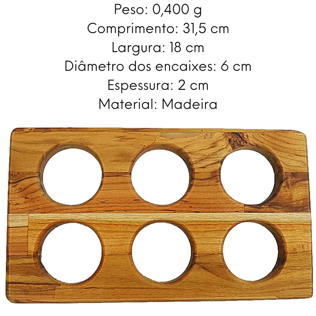 Tabua Madeira Teca Suporte com 8 furos A Gourmet