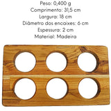 Tabua Madeira Teca Suporte com 8 furos A Gourmet