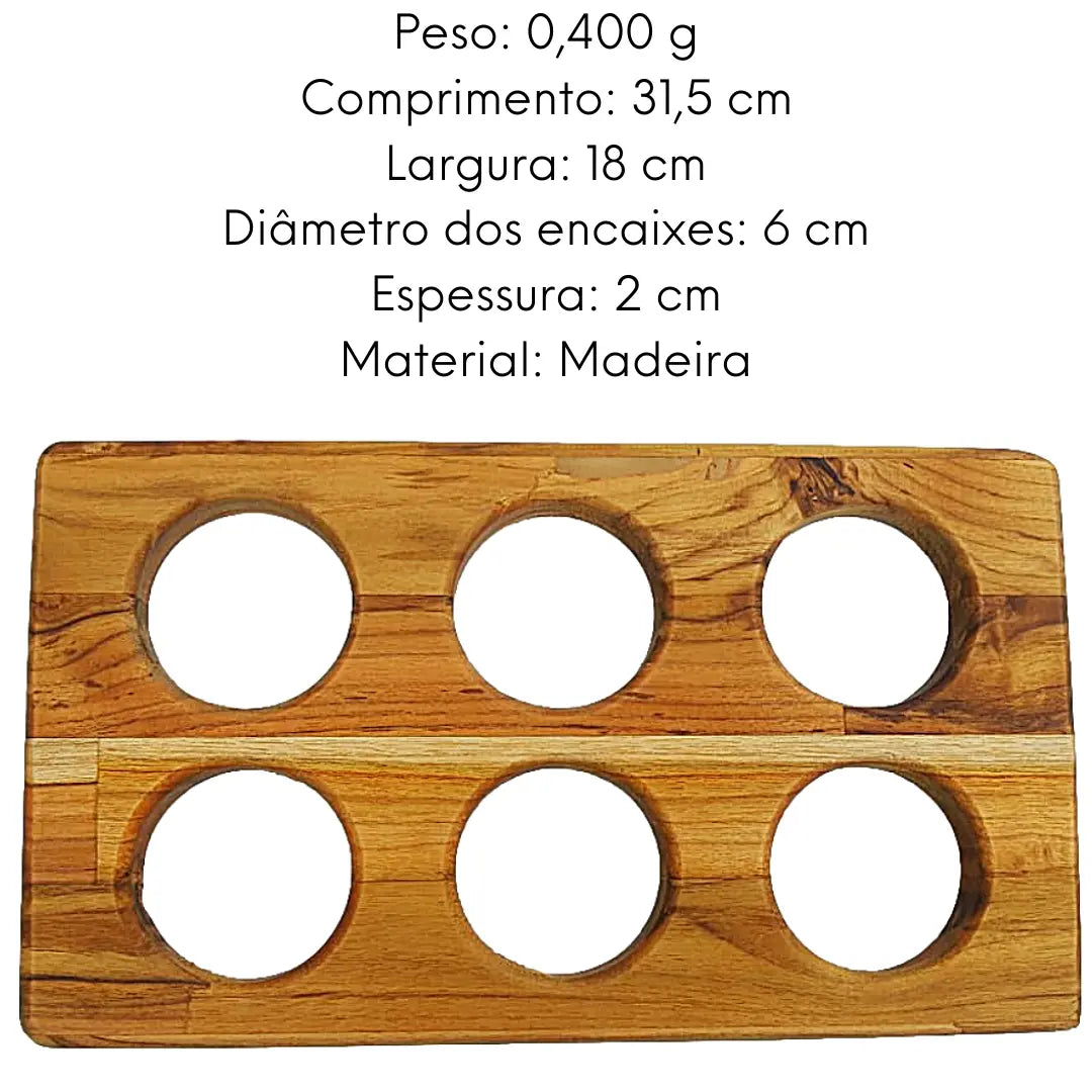 Tabua Madeira Teca Suporte com 8 furos A Gourmet