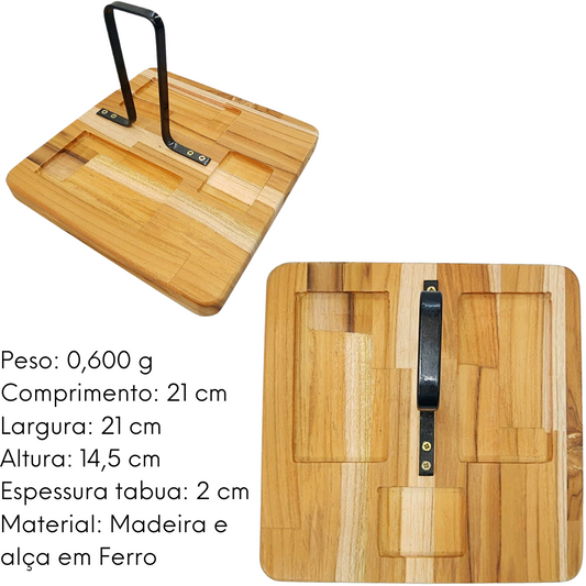 Tabua Madeira Teca Kit Inox